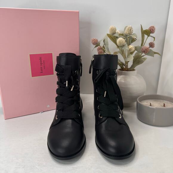 Kate Spade New York Ruby Lace Up Bootie Black Preppy Women's 9M Tried On - Picture 2 of 11